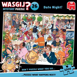 Wasgij Mystery 26 – Valentinstag – Datum Nacht – Puzzle für Erwachsene – Lustig – Karton 100% recycelt – 1000 Teile Jumbo