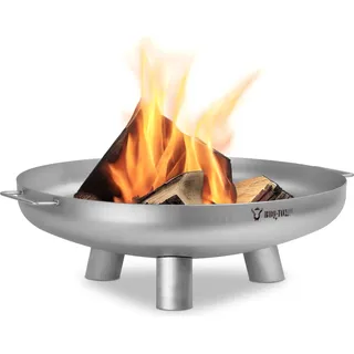 BBQ-Toro Edelstahl Feuerschale Ø 70 cm, Silber, Outdoor Dreibein Feuerstelle für Garten und Terrasse