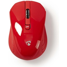 Nedis Mouse Drahtlos 800/1200 / 1600 DPI Einstellbar DPI Anzahl Knöpfe: 3 Beidhändig Red (Kabellos), Maus, Rot