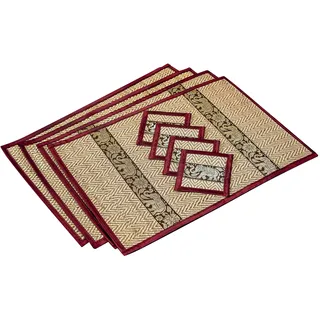 Handgewebte Tischsets und Untersetzer aus Korbgeflecht umweltfreundliche Alternative zu Kunststoff hitzebeständig leicht zu reinigen perfekt für die Esstischdekoration (Großes Burgund (st))