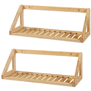 [en.casa] Wandregalset Gjerdrum 2er Set 43x15x15cm Bambus [en.casa]