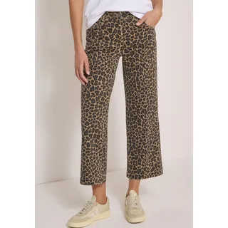 Loose-fit-Jeans CECIL "Style Neele", Damen, Gr. 36, Länge 30, braun (creamy mocha), Denim/Jeans, Obermaterial: 81% Baumwolle, 17% Polyester, 2% Elasthan. Futter: 52% Polyester, 48% Baumwolle, loose fit lang, Jeans Loose-fit-Jeans, mit Leo-Muster / Stretch
