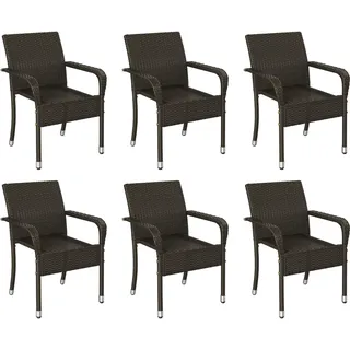 Yaheetech Rattanstuhl Gartenstuhl 6 St. 0 x 0 x 0 cm braun
