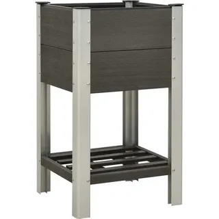 Möbel Garten-Hochbeet mit Ablage 50x50x90 cm WPC Grau Beete43538 - Grau