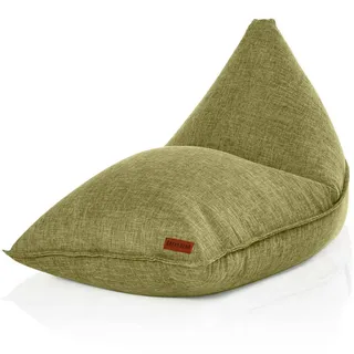 Green Bean Sitzsack Triangle 150x100x100cm mit 220 Liter EPS-Perlen Füllung - Kuschelig Weich Waschbar - Drinnen Stoff Bodenkissen Liegekissen Sitzkissen - Grün,