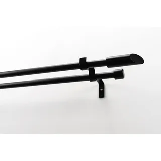 GARESA Gardinenstange »ZYLI mit offenem Träger« 2 läufig-läufig Wunschmaßlänge Vorhanggarnitur, verlängerbar, Knopf abgeschrägt, ohne Ringe, schwarz