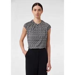 Comma, Satinbluse mit All-Over-Print Schwarz 44