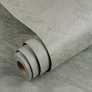 YENHOME Hellgrau Beflockt Tapete Selbstklebende Samtstoff Schlafzimmer 40x200cm Tapete Wohnzimmer Hellgrau Samt Selbstklebende Klebefolie Wand Büro Treppenhaus Möbelfolie Grau Schmuckkästchen