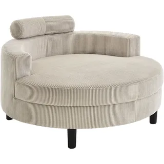 Atlantic Home Collection Loveseat Ravi 114 x 100 x 154 cm Beige mit Stauraumhocker und 4 Zierkissen