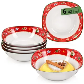 sänger Müslischalen Bilgola Christmas Design 6 teilig aus Porzellan | Keramik , kratzfest , Geschirr, Schalen & Schüsseln, Müslischalen
