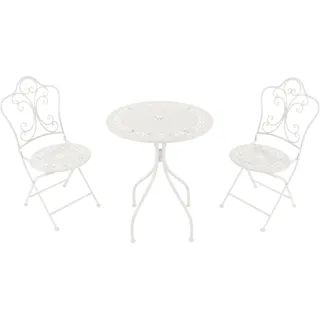 AXI Marilou Bistroset 3-teilig aus Metall in Weiß | Bistrotisch mit 2 Stühlen | Bistro Gartenmöbel Set für Garten / Balkon / Terrasse | Balkonset / - Weiß