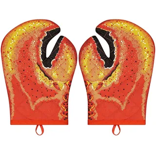 Ofenhandschuhe mit Hummerkralle, gestepptes Baumwollfutter, hitzebeständige Krabbenklauen-Handschuhe für Frauen, lustige Mikrowellen-Ofenhandschuhe