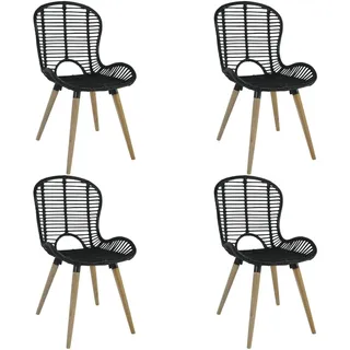 vidaXL Esszimmerstuhl Rattan schwarz 4er Set