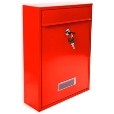 Bild von Design Briefkasten Metall Rot 26,5 x 35 x 8,5 cm