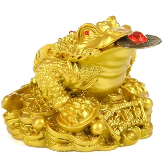 Fayemint Geld Frosch Kröte Dekoration, Münze Kröte, Glück Geld Frosch, Gold, China Lucky Dekoration, für Studienzimmer, Wohnzimmer, Büro