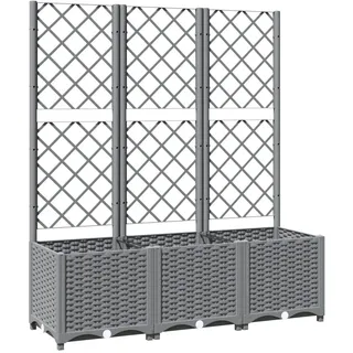 vidaXL Pflanzkübel mit Rankgitter Hellgrau 120x40x136 cm PP
