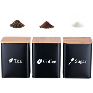 Relaxdays Küchendose schwarz 15 x 11 x 11 cm 1,5 l 3-teiliges Set