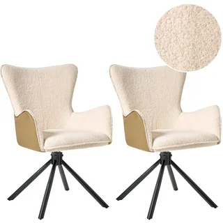 Beliani Drehbarer Esszimmerstuhl 2er Set Hellbeige Stoff