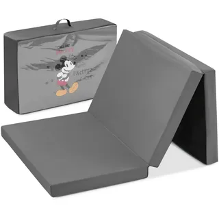 hauck Disney Faltmatratze für Kinderreisebetten mit Tragetasche 120x60x5 cm, Zusammenklappbar, Kompatibel mit Dream N Play Plus, Sleep N Play Go Plus, Play N Relax Center (Sleeper, Mickey Mouse Grey)