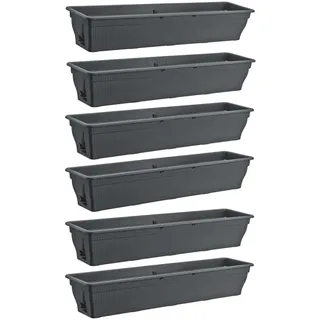 6x Blumenkasten 100cm Balkonkasten Wasserspeicher Pflanzkasten Anthrazit