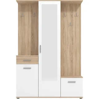 INOSIGN Kompaktgarderobe »Martin Flurgarderobe, Dielenschrank, Flurmöbel, Breite 134 cm«, Schuhschrank, mit Spiegel, in modernen Farben, mit 10 Haken, braun