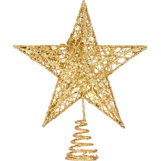 8 Zoll Schön Glitter Weihnachtsbaum Topper Stern Baum Topper für Weihnachtsbaum Dekoration (Gold)