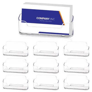 Riisoyu 10 Stück Acryl Visitenkartenhalter, Transparenter Acryl Visitenkarten Halterung Visitenkarten Aufsteller Visitenkarte Tischständer Visitenkartenständer für Messestand Büro Kaufhaus Theke