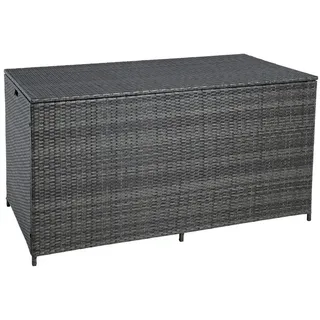 Estexo Auflagenbox Poly Rattan 870 Liter XXL Kissenbox Aufbewahrungsbox Anthrazit-Grau
