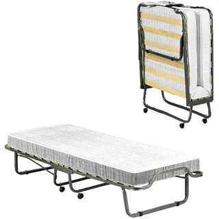 Talamo Italia - Klappbett Eloisa, Klappbett mit 15 Latten, platzsparendes Kinderbett, 100% Made in Italy, 80 x 200 x 40 cm, inklusive Memory-Matratze