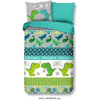 Good Morning Kinder-Bettwäsche-Set Dinosaur 140 x 200/220 cm - Grün