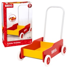 BRIO 31350 - Lauflernwagen Rot-Gelb - Klassiker für Kinder ab 9 Monaten - Verstellbarer Handgriff zum Anpassen an die Größe des Kindes und justierbare Bremse zum Einstellen der Rollgeschwindigkeit