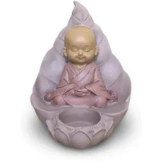 Zen Light Bouddha CH02 Zen'Light Buddha-Figur – Teelichthalter – Dekoration Feng Shui – Glücksbringer – Geschenkidee Zen – Höhe: 13 cm – Farbe Beige und Altrosa, Harz, Rosa