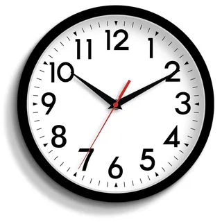 DAXSMY 35,6 cm große Wanduhr, batteriebetrieben, groß, leise, Nicht tickend, analoge Uhr, dekorativ für Wohnzimmer, Büro, Küche, Outdoor, Klassenzimmer, Schlafzimmer, Badezimmer, Schule (schwarz)