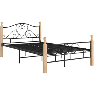 vidaXL Bettgestell Schwarz Metall 120x200 cm - Schwarz