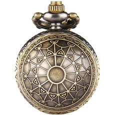 JewelryWe Vintage Steampunk Spinnennetz Taschenuhr Analog Quarz Kettenuhr Uhr Halskette Kette Bronze Vatertagsgeschenk