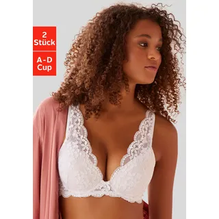 Push-up-BH, Damen, Gr. 75, Cup C, schwarz-weiß (weiß, schwarz), Spitze, Obermaterial: 60% Polyamid, 35% Polyester, 5% Elasthan, PETITE FLEUR BY LASCANA, BHs Push-up-BH, in High Apex Schnittform, Dessous, Topseller