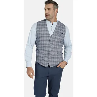 Funktionsweste CHARLES COLBY "Weste DUKE NIVEN", Herren, Gr. 60, grau (blau kariert), Obermaterial: 60% Baumwolle CO. 40% Leinen LI., comfort fit normal, Westen Funktionsweste, im modischen Glencheck-Muster