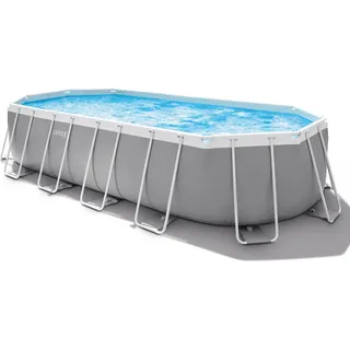Intex Prism Frame Oval Pool Set 503 x 274 x 122 cm inkl. Filterpumpe, Boden-Schutzplane, Abdeckplane, Poolleiter