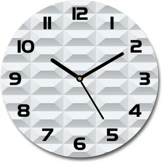 Wanduhr aus Glas 30fi Glasbild Glasuhr Gehärtetes Glas - schwarze-zeiger - Geometric background - Weiß