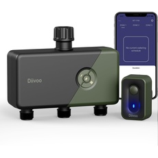 Diivoo Bewässerungscomputer WLAN 3 Ausgänge mit 60M RFID-Technologie, Smart Zeitschaltuhr Bewässerung mit App, Alexa Sprachsteuerung, 6 Bewässerungsplänen, Automatische Bewässerungsuhr für Garten