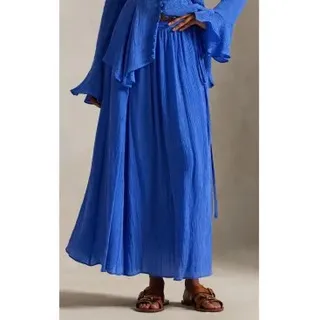 Polo Ralph Lauren für Damen. 211A96330001 Geknitterter blauer ausgestellter Crossover-Rock (36), Lässig, Lyocell