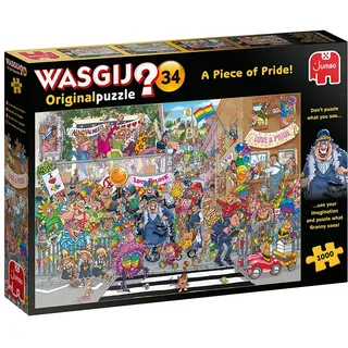 JUMBO Spiele Wasgij Puzzle 1000 Teile Original 34 – Ein Stückchen Pride – ab 10 Jahren - Rätsel Puzzle