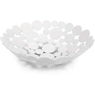 Sumnacon modern Obstkorb aus Metall, Obstschale für Küche und Esstisch, dekorative Aufbewahrungsschale für Brot, Gemüse, Aufbewahrungsständer, Halter, Weiß