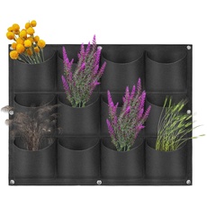 LITLANDSTAR Pflanzbeutel zum Aufhängen, 12 Taschen, 60 cm × 0,8 m, zum Aufhängen, vertikaler Garten, Wand-Pflanzgefäß, Blumenpflanzbehälter, Wandmontage, Begrünung, Pflanztasche für den Innen- und