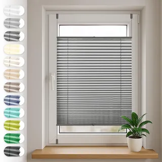 Sonello Plissee Klemmfix ohne Bohren 30cm x 140cm Anthrazit Plisseerollo | Klemmrollo, Sonnenschutz für Tür & Fenster, Blickdicht, Sichtschutz, Fensterrollo, Fertigplissee Rollo - einfache Montage