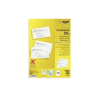 Sigel LP795 Bedruckbare Visitenkarten, glatte Kanten 85 x 55 mm Hochweiß 100 St. Papierformat: DIN