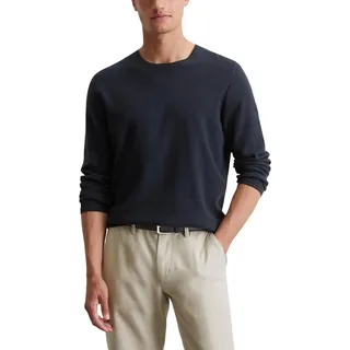 Marc O'Polo Herren Strickpullover aus Bio-Baumwolle mit Piqué-Struktur, Blau (Dark Navy), M