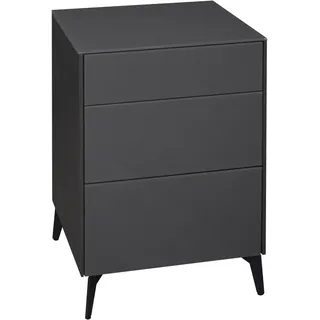 Kommode MÄUSBACHER "Imola", grau (anthrazit matt lack, glas anthrazit glanz), Füße aus Metall,2 Packstücke, 2 Stk., 0 Stk., Sideboards, Kommode, Mäusbacher Kommode mit Glasfront und Glasoberplatte