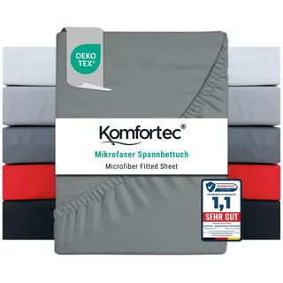 Komfortec Spannbettlaken Mikrofaser 90 x 200 cm grau