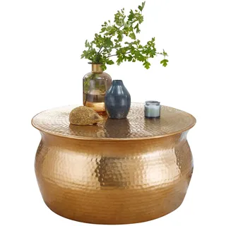 Wohnling Couchtisch KARAM 60x30,5x60 cm Aluminium Gold Beistelltisch - Gold